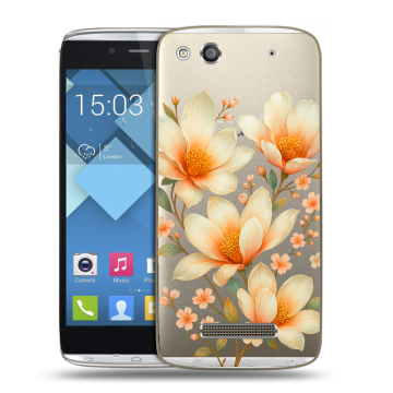 Пластиковый чехол на Alcatel One Touch Idol Alpha с принтом Цветы