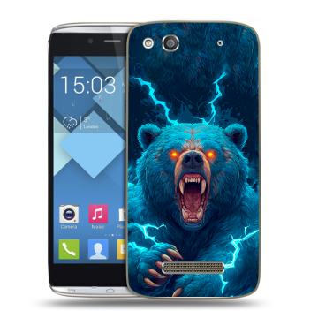 Пластиковый чехол на Alcatel One Touch Idol Alpha с принтом Медведь