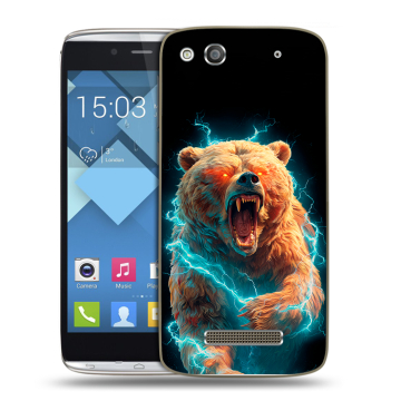 Пластиковый чехол на Alcatel One Touch Idol Alpha с принтом Медведь