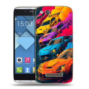 Пластиковый чехол на Alcatel One Touch Idol Alpha с принтом Тачки