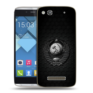 Пластиковый чехол на Alcatel One Touch Idol Alpha с принтом Герб Флаг СССР