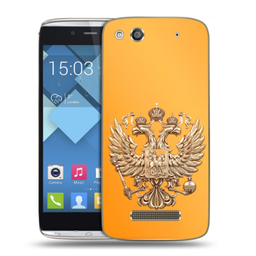 Пластиковый чехол на Alcatel One Touch Idol Alpha с принтом Герб Флаг России