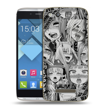 Пластиковый чехол на Alcatel One Touch Idol Alpha с принтом Ahegao Ахегао Аниме