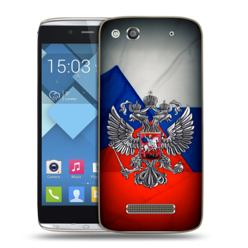 Пластиковый чехол на Alcatel One Touch Idol Alpha с принтом Флаг России