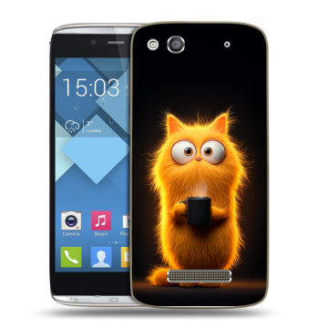 Пластиковый чехол на Alcatel One Touch Idol Alpha с принтом Смешной кот Пластиковый чехол на Alcatel One Touch Idol Alpha с принтом Смешной кот