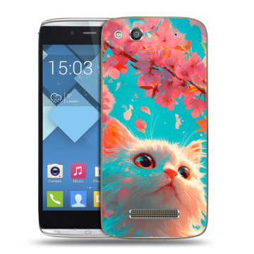 Пластиковый чехол на Alcatel One Touch Idol Alpha с принтом Красивый кот