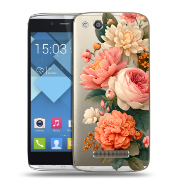 Пластиковый чехол на Alcatel One Touch Idol Alpha с принтом цветы