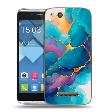 Пластиковый чехол на Alcatel One Touch Idol Alpha с принтом Мрамор блестки