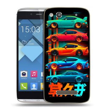 Пластиковый чехол на Alcatel One Touch Idol Alpha с принтом машины тачки