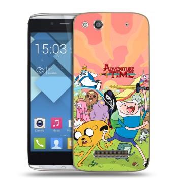 Пластиковый чехол на Alcatel One Touch Idol Alpha с принтом Adventure time Время приключений