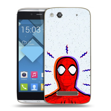 Пластиковый чехол на Alcatel One Touch Idol Alpha с принтом Spiderman Человек паук
