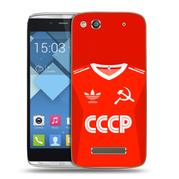 Пластиковый чехол на Alcatel One Touch Idol Alpha с принтом Флаг Герб СССР
