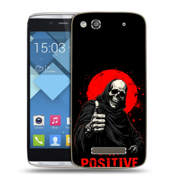 Пластиковый чехол на Alcatel One Touch Idol Alpha с принтом смешной скелет