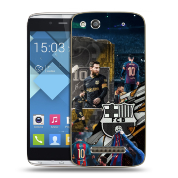 Пластиковый чехол на Alcatel One Touch Idol Alpha с принтом Messi Barcelona