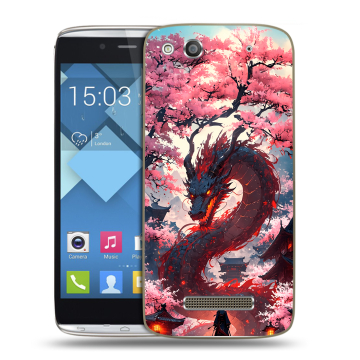 Пластиковый чехол на Alcatel One Touch Idol Alpha с принтом Дракон Японский Пластиковый чехол на Alcatel One Touch Idol Alpha с принтом Дракон Японский