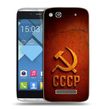 Пластиковый чехол на Alcatel One Touch Idol Alpha с принтом Флаг Герб СССР Пластиковый чехол на Alcatel One Touch Idol Alpha с принтом Флаг Герб СССР
