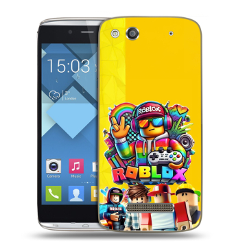 Пластиковый чехол на Alcatel One Touch Idol Alpha с принтом Roblox Роблокс