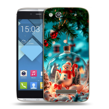 Пластиковый чехол на Alcatel One Touch Idol Alpha с принтом Новый год