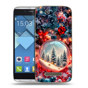 Пластиковый чехол на Alcatel One Touch Idol Alpha с принтом Новый год