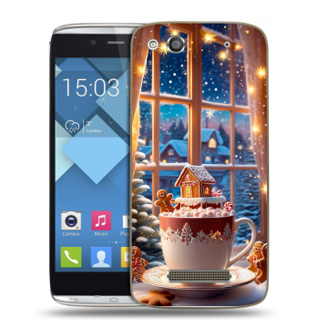 Пластиковый чехол на Alcatel One Touch Idol Alpha с принтом Новый год