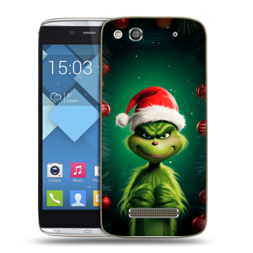 Пластиковый чехол на Alcatel One Touch Idol Alpha с принтом Гринч Новый год Рождество