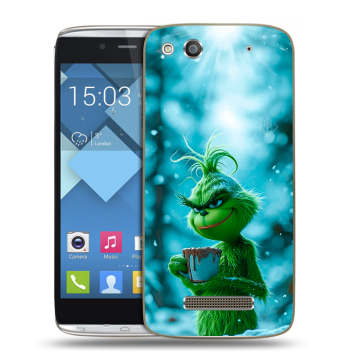 Пластиковый чехол на Alcatel One Touch Idol Alpha с принтом Новый год гринч