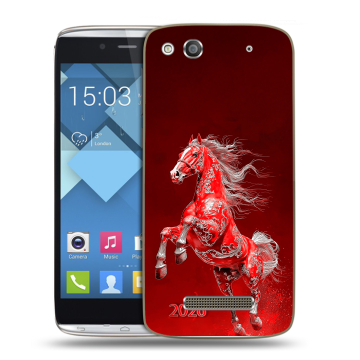 Пластиковый чехол на Alcatel One Touch Idol Alpha с принтом Новый год