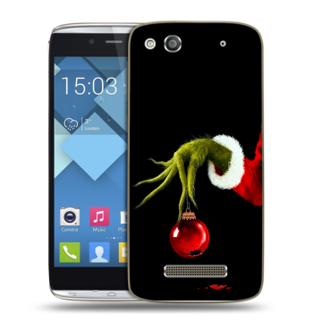 Пластиковый чехол на Alcatel One Touch Idol Alpha с принтом Новый год Гринч