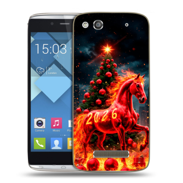 Пластиковый чехол на Alcatel One Touch Idol Alpha с принтом Новый год