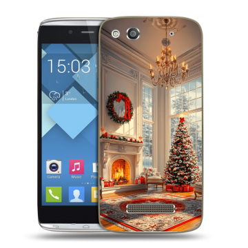 Пластиковый чехол на Alcatel One Touch Idol Alpha с принтом Новый год