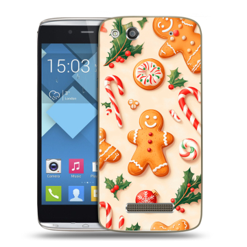 Пластиковый чехол на Alcatel One Touch Idol Alpha с принтом Новый год