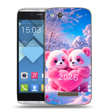 Пластиковый чехол на Alcatel One Touch Idol Alpha с принтом Новый год