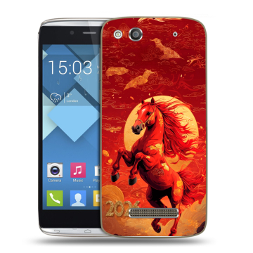 Пластиковый чехол на Alcatel One Touch Idol Alpha с принтом Новый год