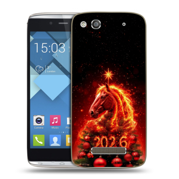 Пластиковый чехол на Alcatel One Touch Idol Alpha с принтом Новый год