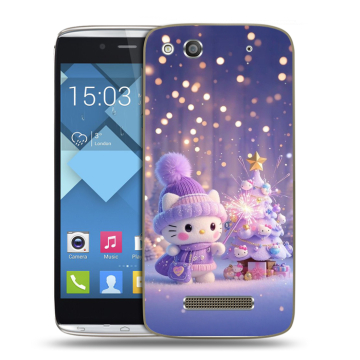 Пластиковый чехол на Alcatel One Touch Idol Alpha с принтом Новый год