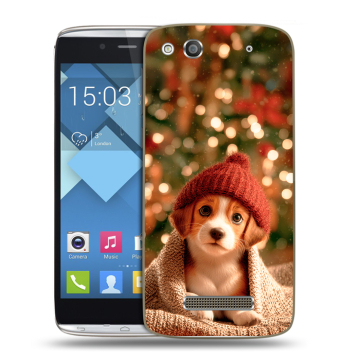 Пластиковый чехол на Alcatel One Touch Idol Alpha с принтом Новый год