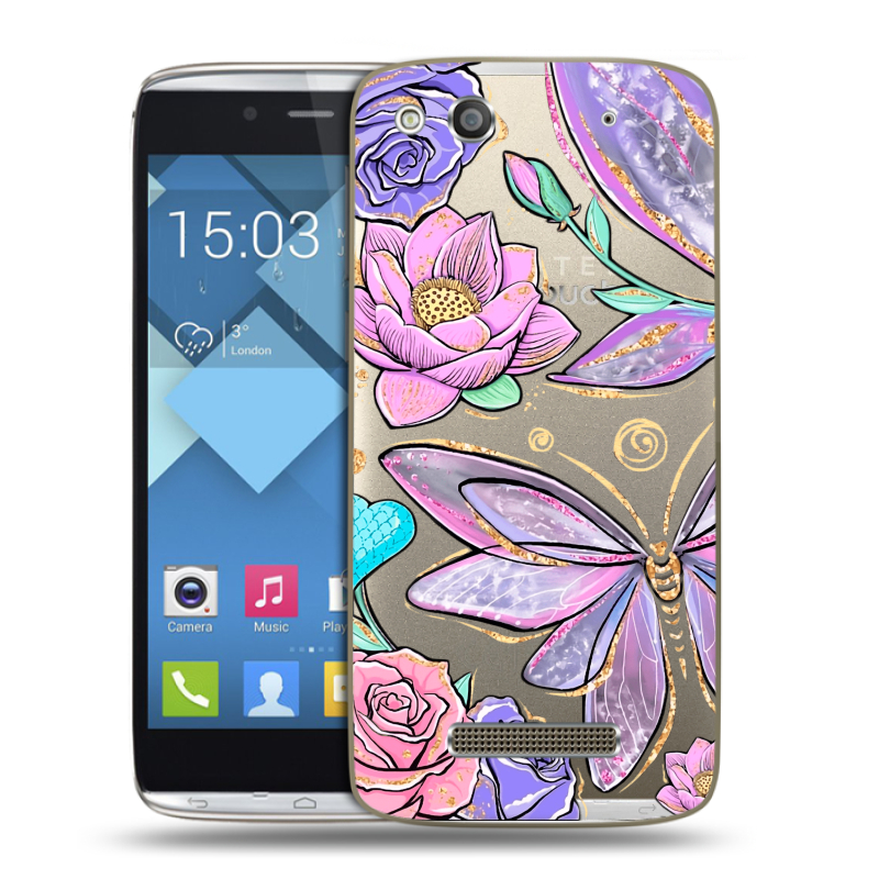 Пластиковый чехол на Alcatel One Touch Idol Alpha с принтом Бабочки и цветы Пластиковый чехол на Alcatel One Touch Idol Alpha с принтом Бабочки и цветы