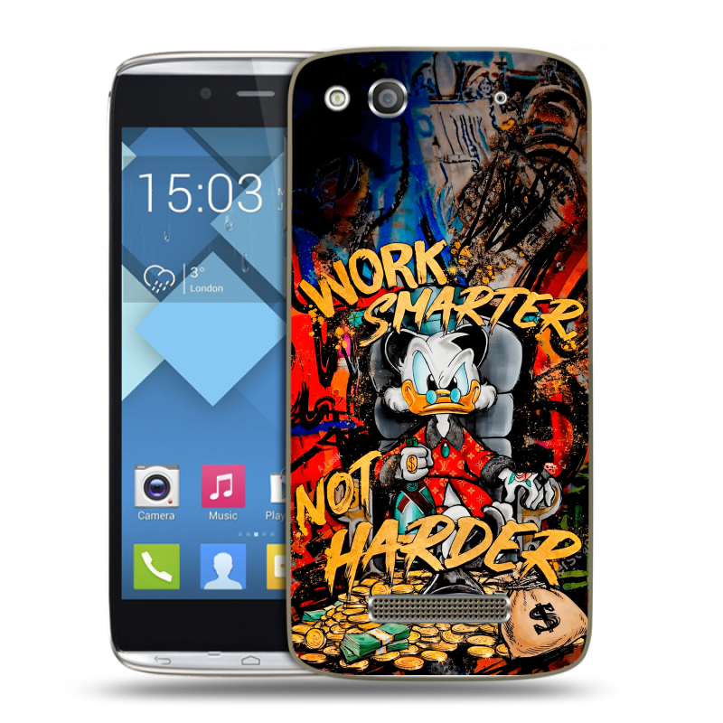 Пластиковый чехол на Alcatel One Touch Idol Alpha с принтом Дональд Дак Деньги Пластиковый чехол на Alcatel One Touch Idol Alpha с принтом Дональд Дак Деньги