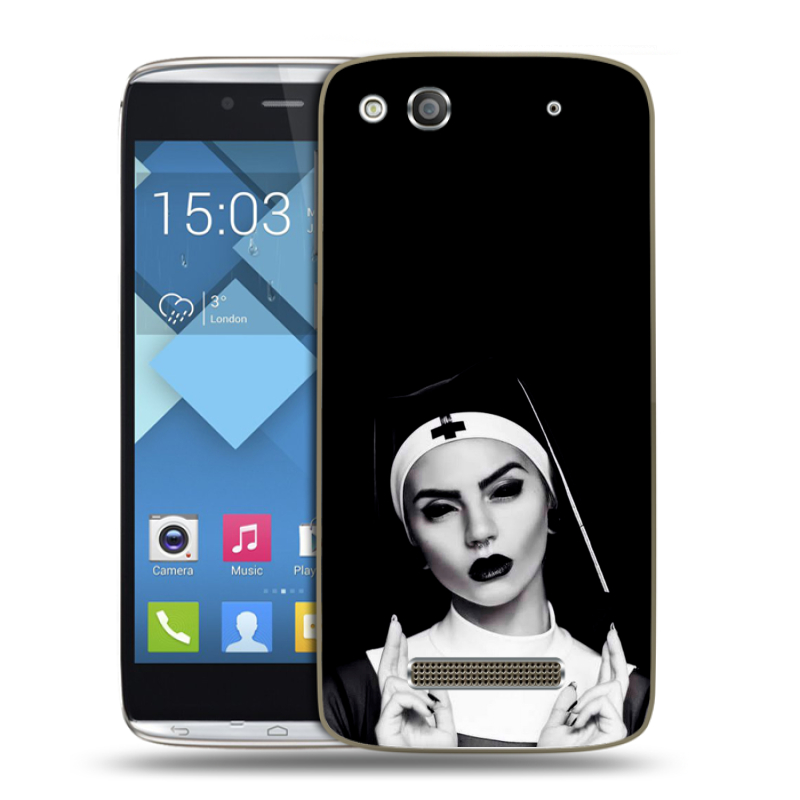 Пластиковый чехол на Alcatel One Touch Idol Alpha с принтом монашка Пластиковый чехол на Alcatel One Touch Idol Alpha с принтом монашка