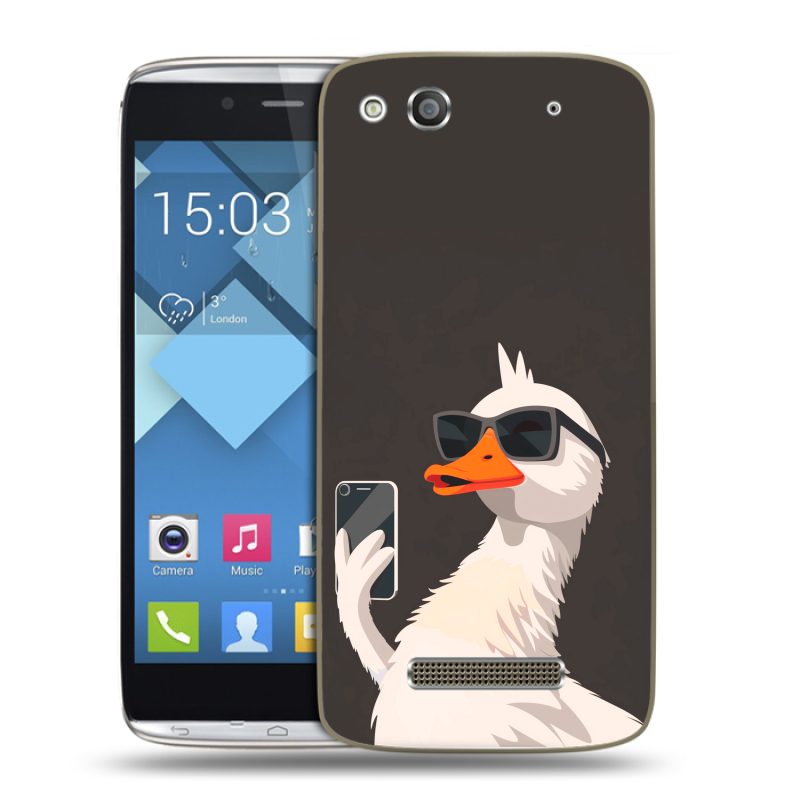 Пластиковый чехол на Alcatel One Touch Idol Alpha с принтом утка в очках Пластиковый чехол на Alcatel One Touch Idol Alpha с принтом утка в очках