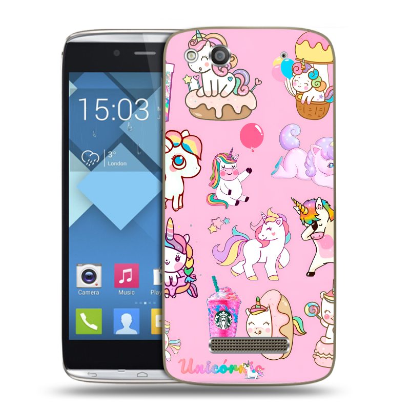 Пластиковый чехол на Alcatel One Touch Idol Alpha с принтом розовые единороги Пластиковый чехол на Alcatel One Touch Idol Alpha с принтом розовые единороги