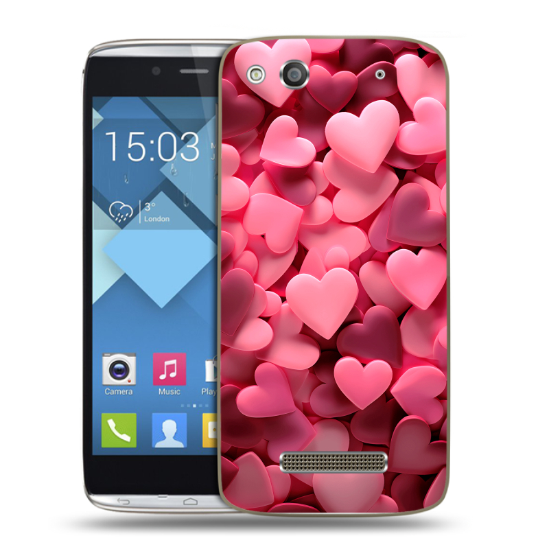 Пластиковый чехол на Alcatel One Touch Idol Alpha с принтом розовые сердечки Пластиковый чехол на Alcatel One Touch Idol Alpha с принтом розовые сердечки