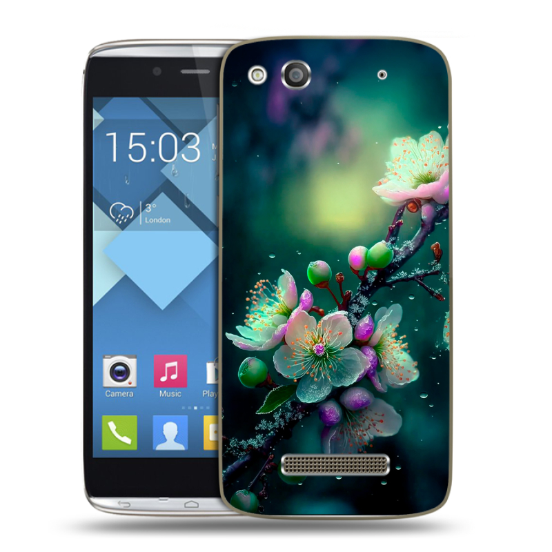 Пластиковый чехол на Alcatel One Touch Idol Alpha с принтом Цветы и мрамор Пластиковый чехол на Alcatel One Touch Idol Alpha с принтом Цветы и мрамор