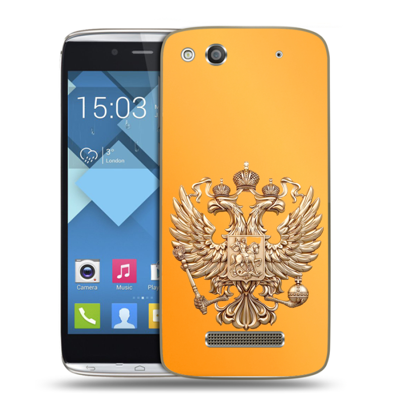 Пластиковый чехол на Alcatel One Touch Idol Alpha с принтом Герб Флаг России Пластиковый чехол на Alcatel One Touch Idol Alpha с принтом Герб Флаг России