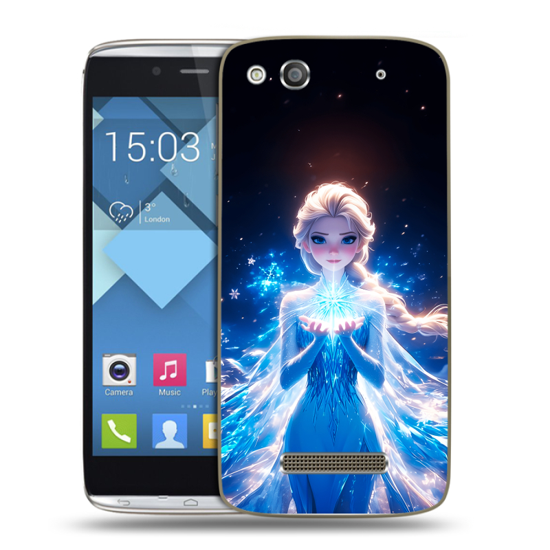 Пластиковый чехол на Alcatel One Touch Idol Alpha с принтом Холодное сердце Frozen Пластиковый чехол на Alcatel One Touch Idol Alpha с принтом Холодное сердце Frozen