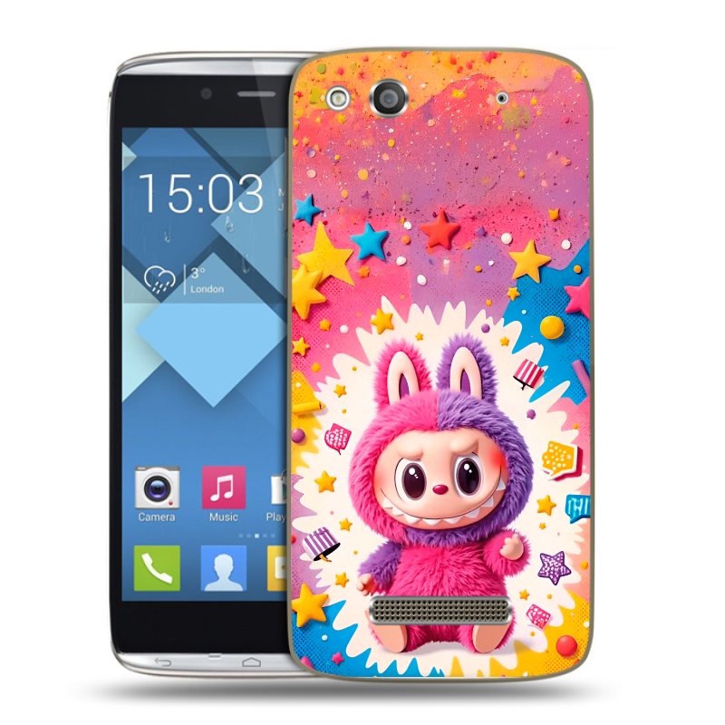 Пластиковый чехол на Alcatel One Touch Idol Alpha с принтом Labubu Лабубу Пластиковый чехол на Alcatel One Touch Idol Alpha с принтом Labubu Лабубу