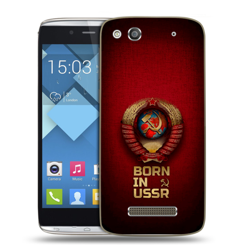Пластиковый чехол на Alcatel One Touch Idol Alpha с принтом Флаг Герб СССР Пластиковый чехол на Alcatel One Touch Idol Alpha с принтом Флаг Герб СССР