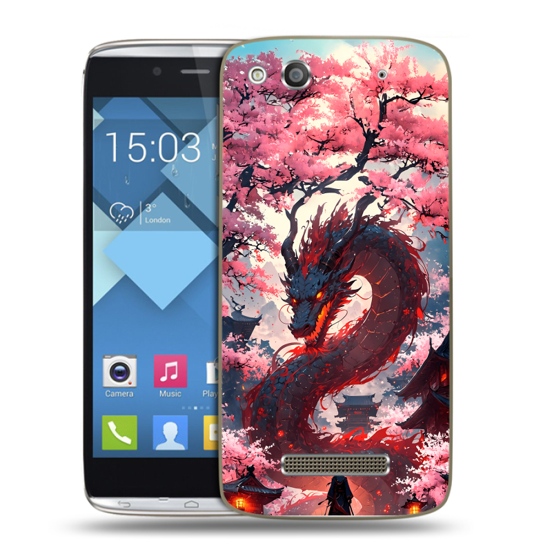 Пластиковый чехол на Alcatel One Touch Idol Alpha с принтом Дракон Японский Пластиковый чехол на Alcatel One Touch Idol Alpha с принтом Дракон Японский