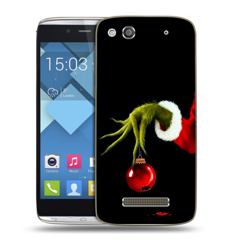 Пластиковый чехол на Alcatel One Touch Idol Alpha с принтом Новый год Гринч Пластиковый чехол на Alcatel One Touch Idol Alpha с принтом Новый год Гринч