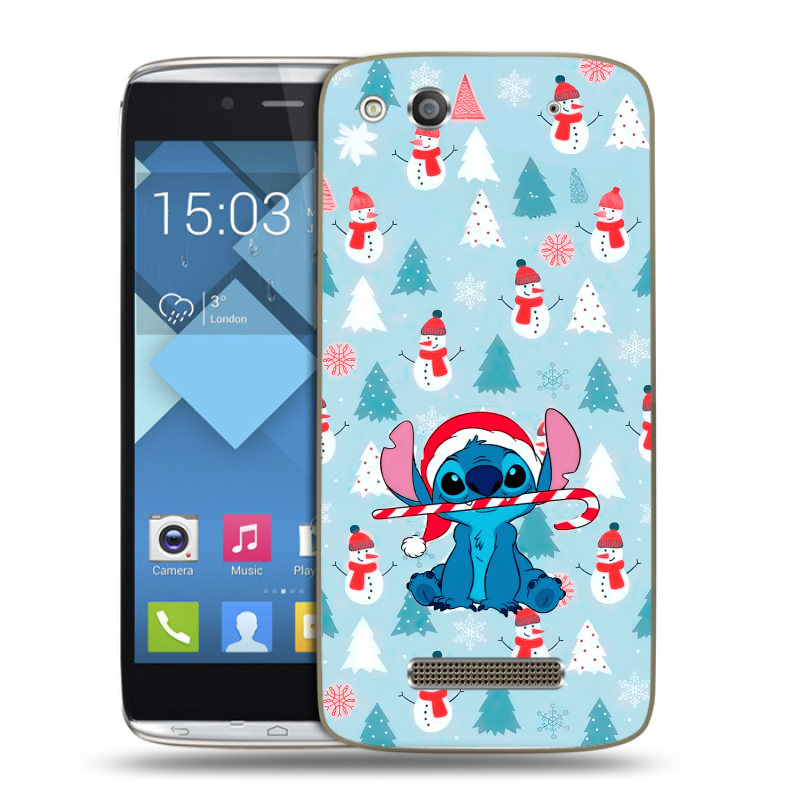 Пластиковый чехол на Alcatel One Touch Idol Alpha с принтом Стич Новый год Пластиковый чехол на Alcatel One Touch Idol Alpha с принтом Стич Новый год